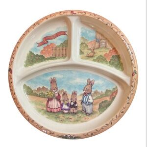 Vintage Bunny Themed Divided Plate